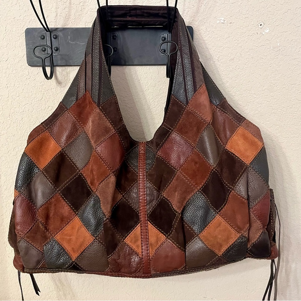 RARE Vintage Patchwork Leather Hobo Y2K Bag